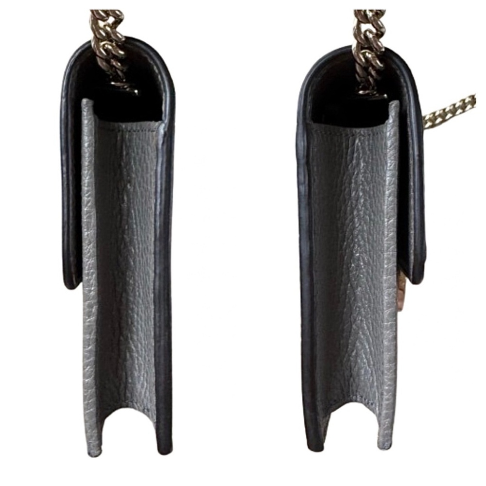 Authentic Gucci Interlocking Dollar Gray Leather Chain Crossbody Clutch Bag - Picture 4 of 12